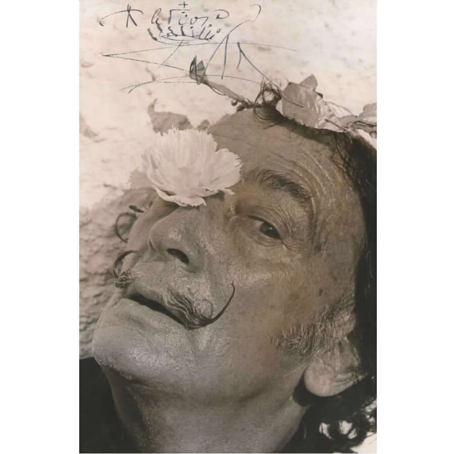 Fotografia e dedicatória de Salvador Dali para Robert Whitaker (1967) Autógrafos e dedicatórias Com certificado de autenticidade e garantia 
