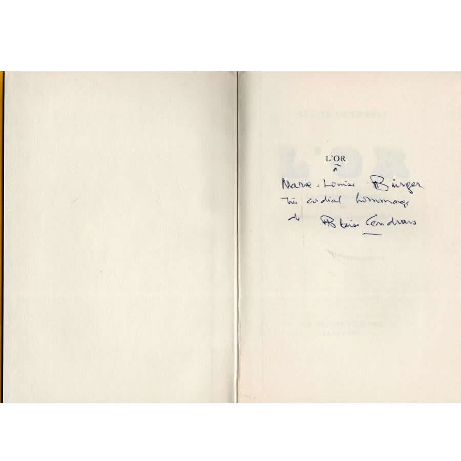 Livro com uma dedicatória de Blaise Cendrars (1955) Autógrafos e dedicatórias Com certificado de autenticidade e garantia 