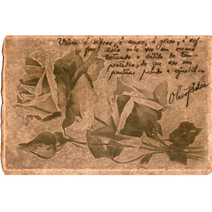 Postal manuscrito de Olavo Bilac Cartas Com certificado de autenticidade e garantia 
