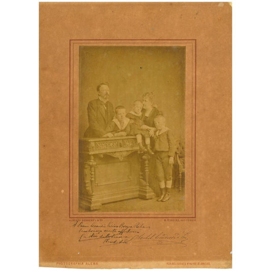 Grande retrato autografado da Princesa Isabel, do Conde d´Eu e dos seus filhos (1884) Autógrafos e dedicatórias Com certificado de autenticidade e garantia 